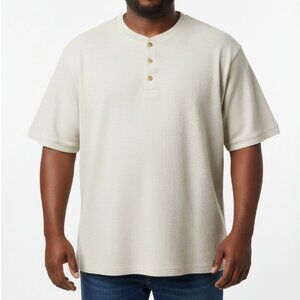 Eddie Bauer Vintage Waffle Henley Heather Cream/Off White